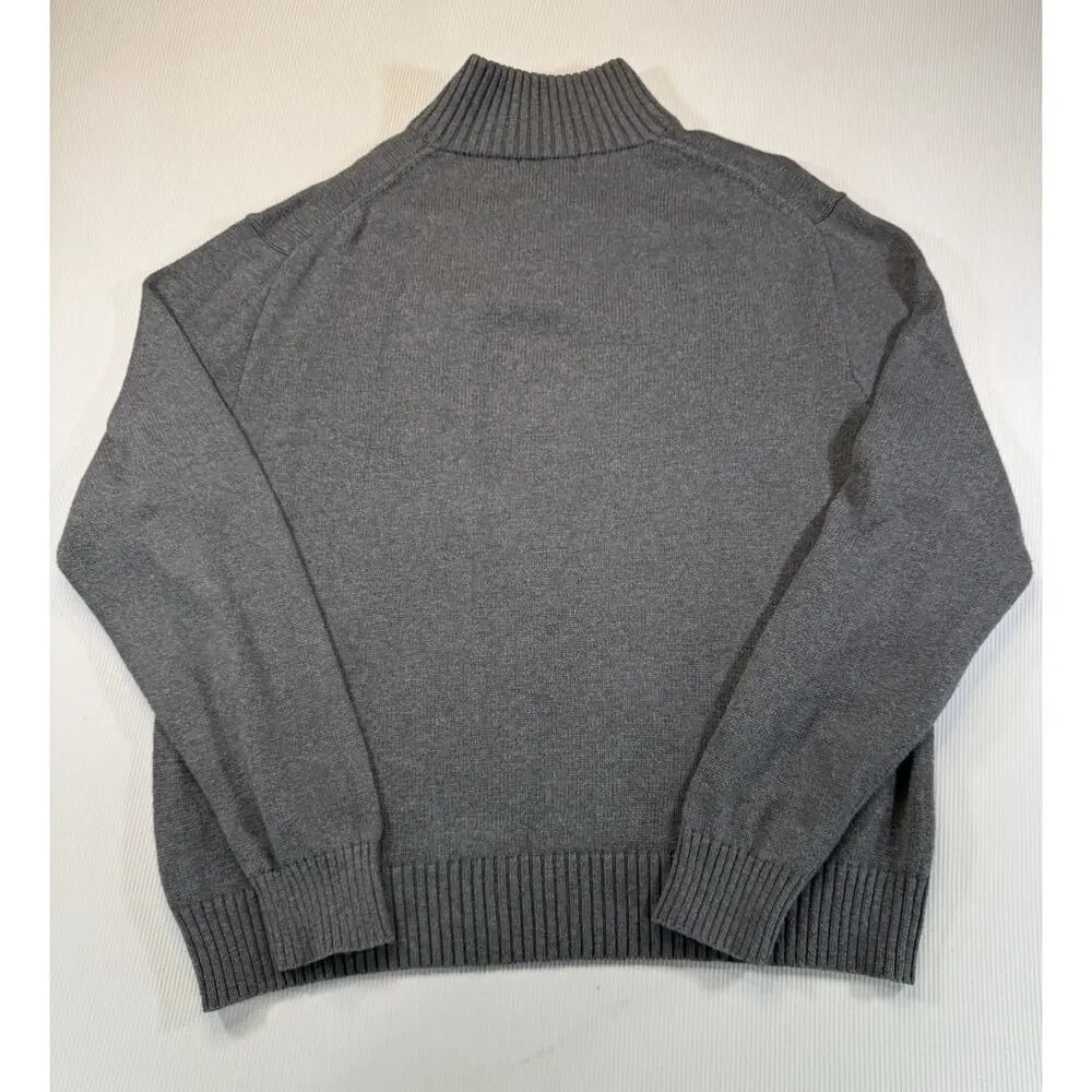Polo Ralph Lauren Sweater Mens XL Gray Cotton Button Mock Neck Pullover